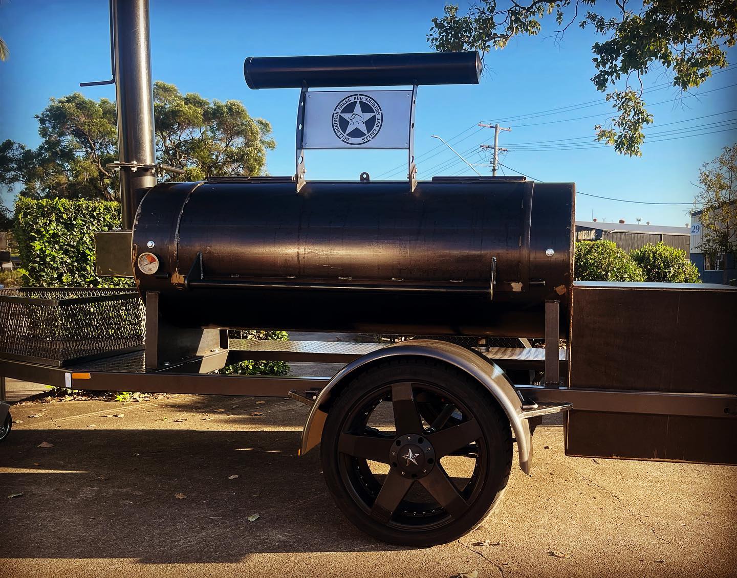 Beavers BBQ Brisbane Offset Smoker Rental trailer Smoker Eagle Farm